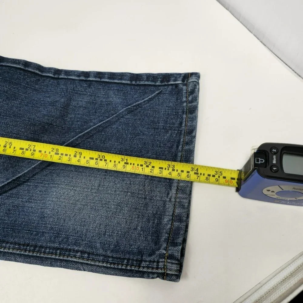 Raw Blue Premium Jeans Men's 38 Blue Embroidered Pockets‎ Hip Hop Y2K Dark Wash